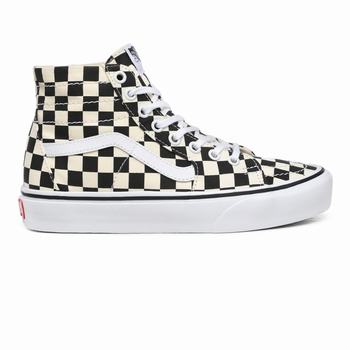 Damske Kotnikove Tenisky Vans Checkerboard Sk8-Hi Tapered Čierne/Biele VA45VEGKF